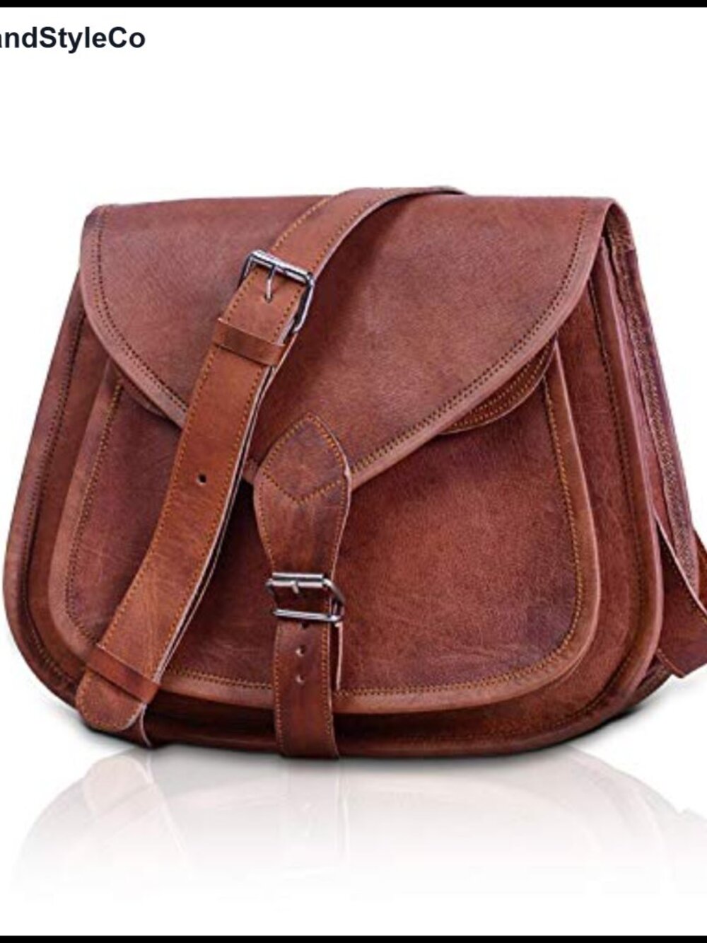 Full Grain Leather Crossbody Satchel Bag for Women